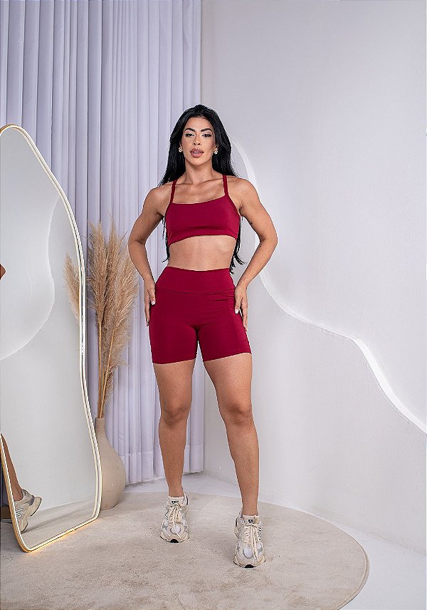 CONJUNTO FITNESS SHORT E TOP SUPLEX - MARSALA