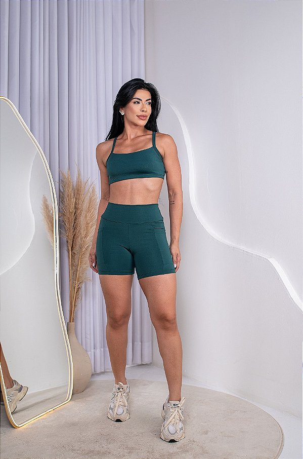 CONJUNTO FITNESS SHORT E TOP SUPLEX - VERDE