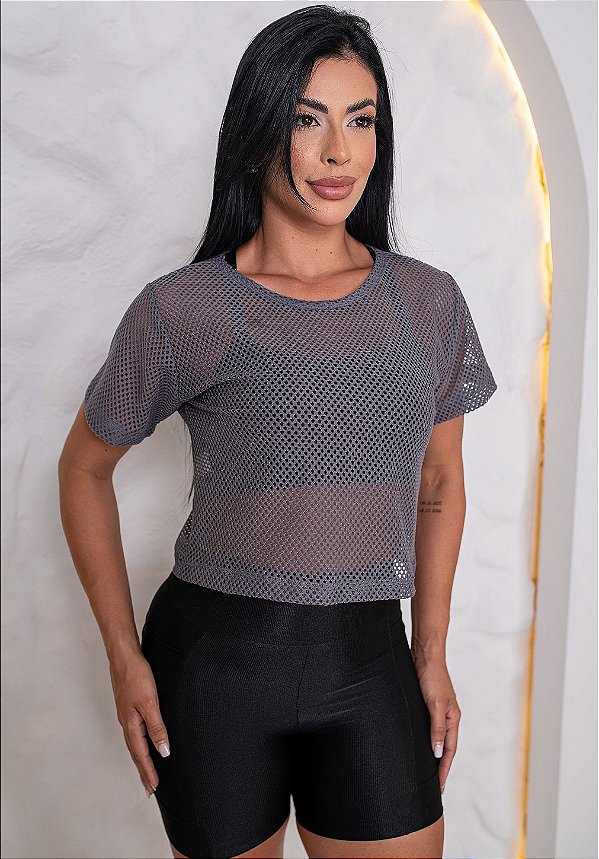 CROPPED ARRASTÃO - CINZA CHUMBO