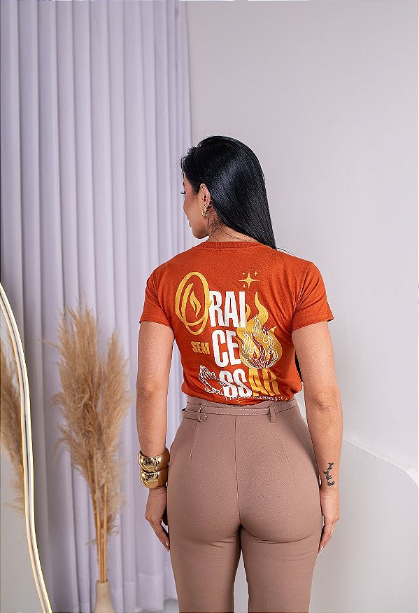 TSHIRT NO ALGODÃO ESTAMPA FRENTE E COSTAS TESSALONICENSE-TERRA COTA