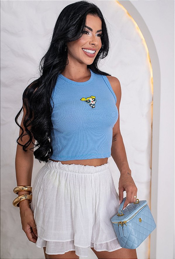 CROPPED REGATA NA RIBANA LINDINHA - AZUL