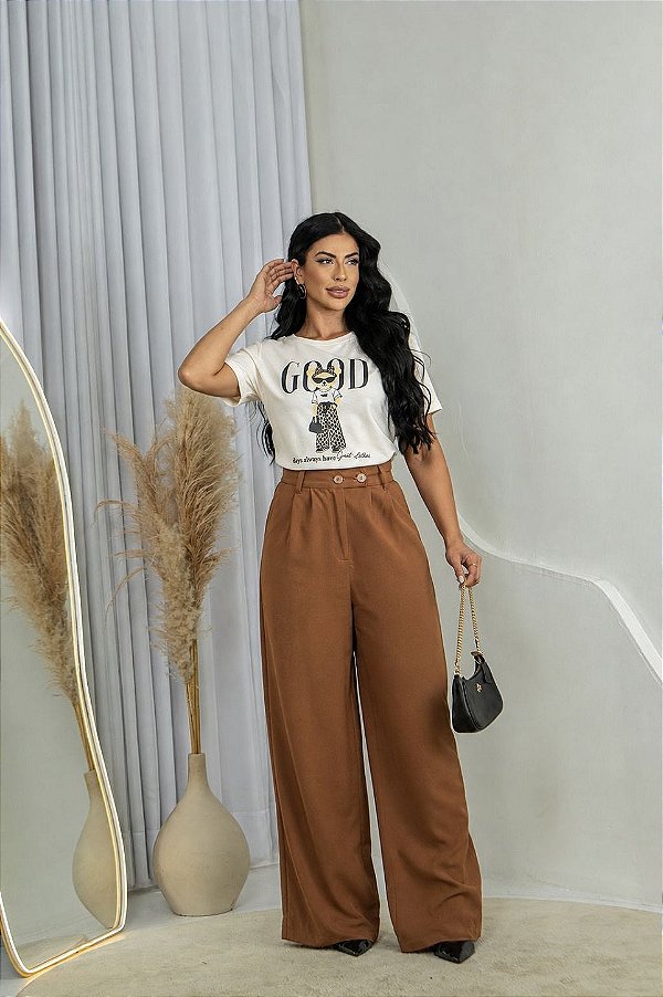 TSHIRT NO ALGODÃO GOLA NA RIBANA URSINHA GOOD - OFF WHITE