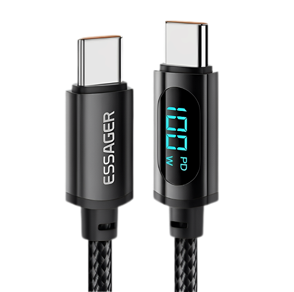 Cabo Usb Tipo C Super Rápido 100w de Nylon Com Display Essager
