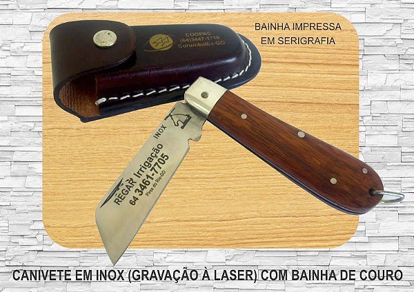 Canivete Inox com bainha de couro