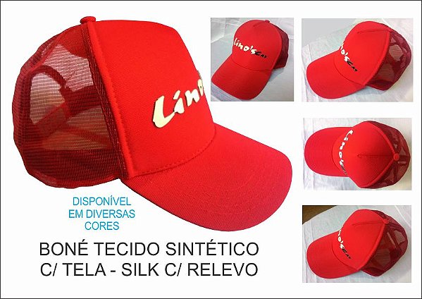 Boné Tecido Sintético com Tela