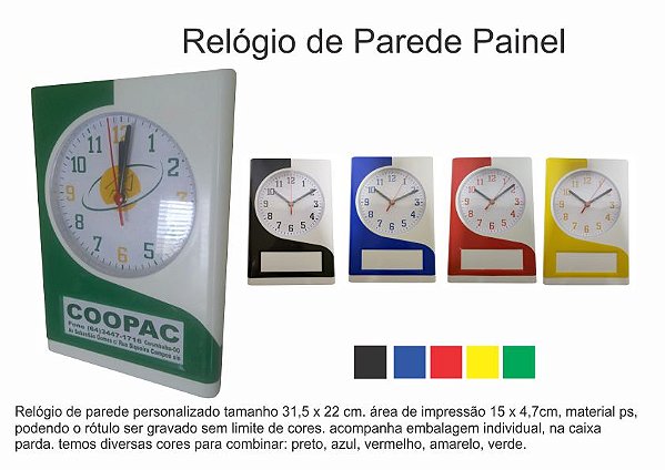 Relógio Painel 31,5cm x 22cm