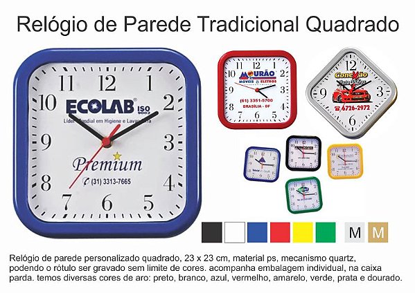 Relógio Quadrado 23cm