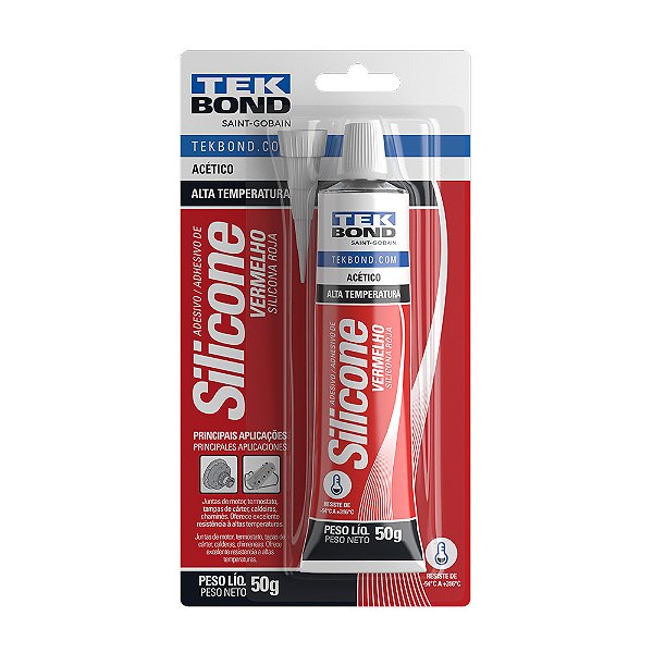 Silicone Acético Alta Temperatura Vermelho 50g TEKBOND 22044001202