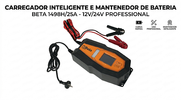 Carregador Inteligente, Mantenedor e Fonte Estabilizada Beta 1498H/25A (12V/24V) - Ideal para Remap e Diagnóstico - Beta 014980225