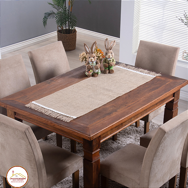 Caminho Trilho de Mesa Juta 130x46cm com Franja