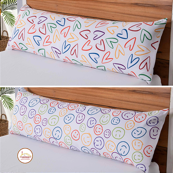 Capa Fronha Travesseiro Corpo Fofuxão Colorê 100% Poliéster 1,46mx46cm sem Aba com Zíper Estampa Digital