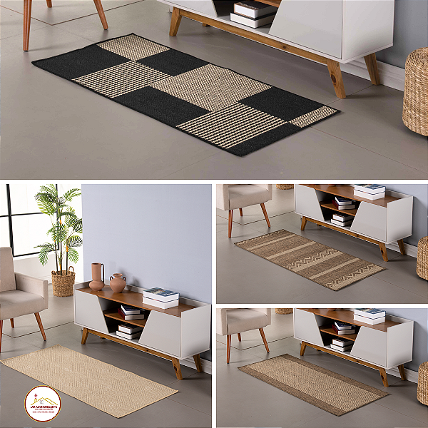 Tapete Passadeira Sisal Lancer Base Antiderrapante  100mx66cm