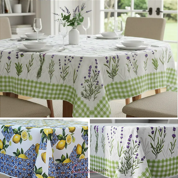 Toalha de Mesa Cozinha Quadrada Estampada P/04 Lugares Microfibra 100% Poliéster - 1,50 m x 1,50 m