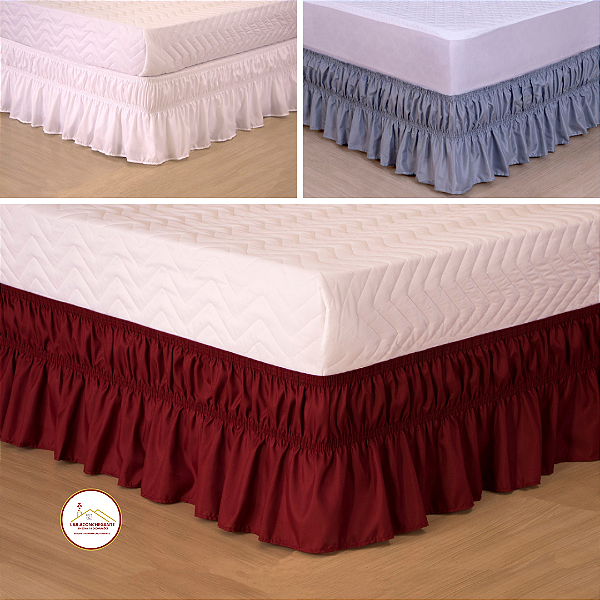 Saia para Cama Box Solteiro, Viúva, Casal Padrão e Queen Elasticada  e Ajustável