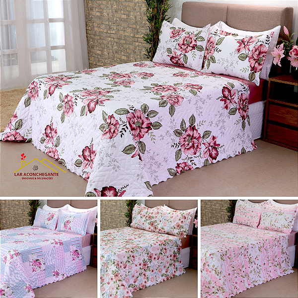 Kit Cobre Leito Casal Queen Acabamento Matelado Ultrassônico C/03 Peças