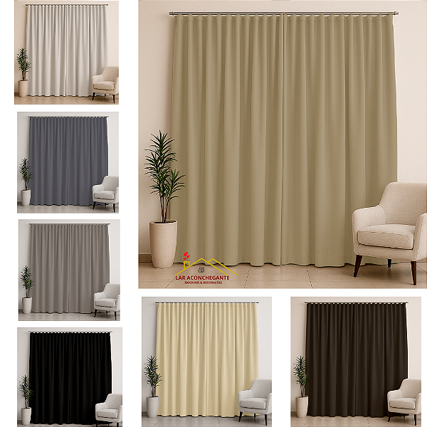 Cortina Basic Blackout Tecido Corta Luz 3,00x2,50m para Trilho Suiço 2m