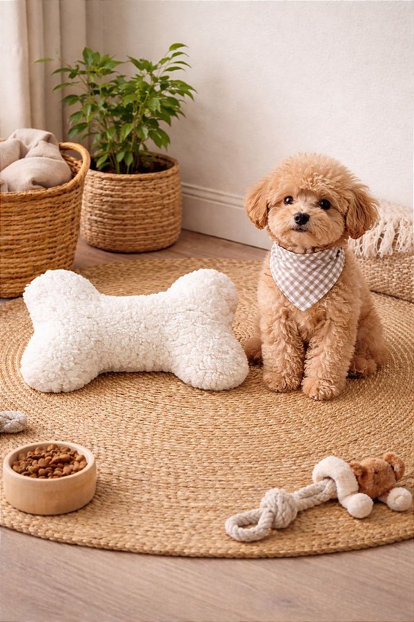 Almofada Decorativa Osso Sherpa Soft Fofinha 20x32