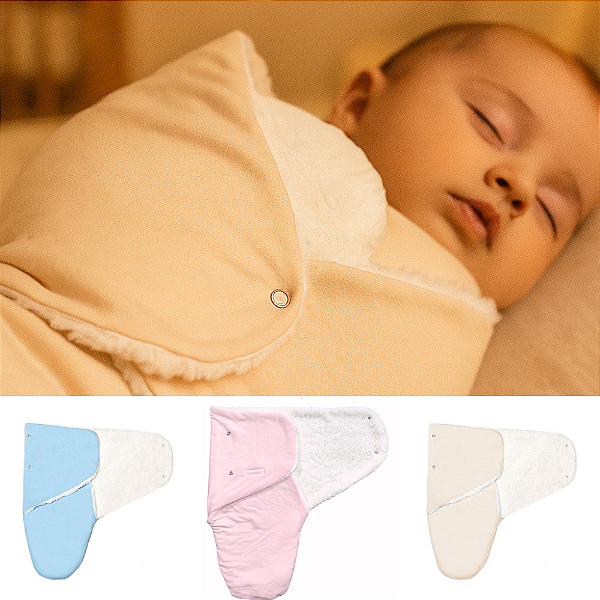 Charutinho Swaddle Casulo Porta Bebê Malha e Sherpa Hipoalergênico