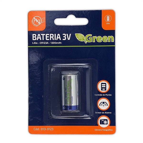 BATERIA 3V LITIO 1300MAH CR123A R.013-9123 - GREEN