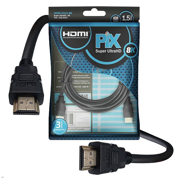 CABO HDMI GOLD 2.1 8K HDR 19PINOS 1,5MTS R.018-1015 - PIX
