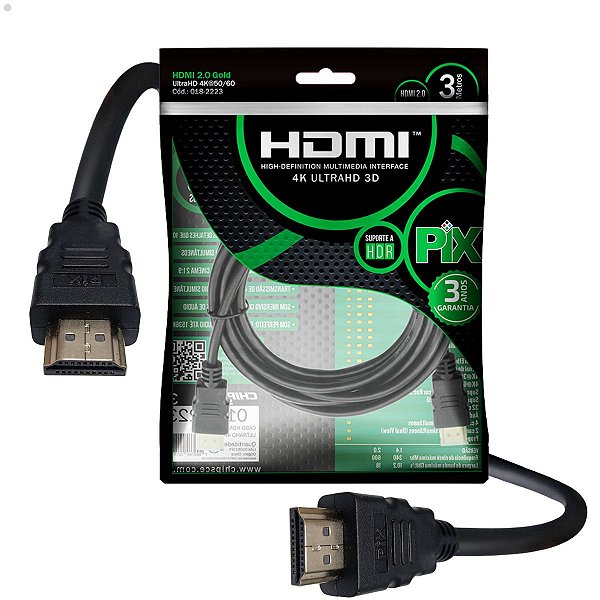 CABO HDMI 2.0 MACHO X MACHO HDR 4K 19 PINOS 3M REF.018-2223