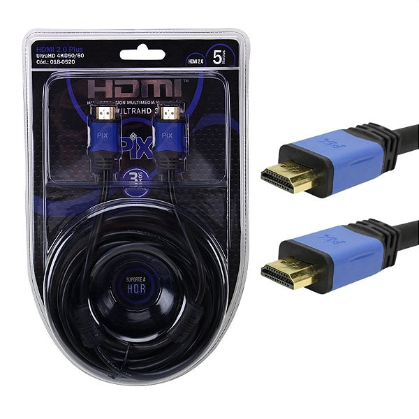 CABO HDMI PLUS 2.0 4K HDR ULTRAHD 19P 5 MTS C/ FILTRO R.018-