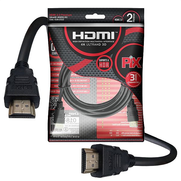 CABO HDMI GOLD 2.0 4K HDR 19PINOS 2MTS R.018-2222 - PIX