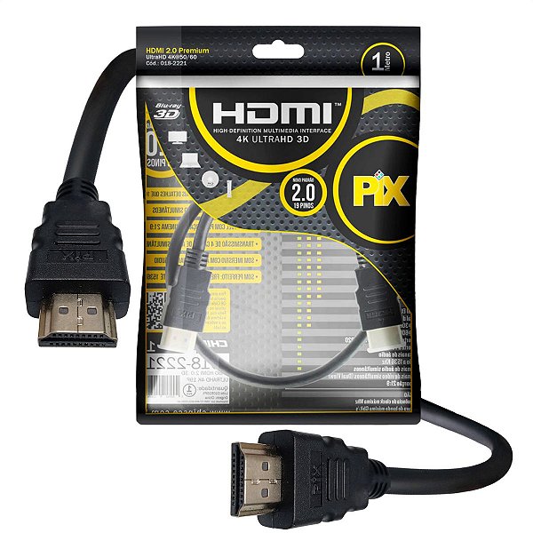 CABO HDMI GOLD 2.0 4K HDR 19PINOS 1MTS R.018-2221 - PIX