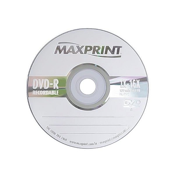 DVD-R GRAVAVEL 4.7GB UNIDADE 506066 - MAXPRINT