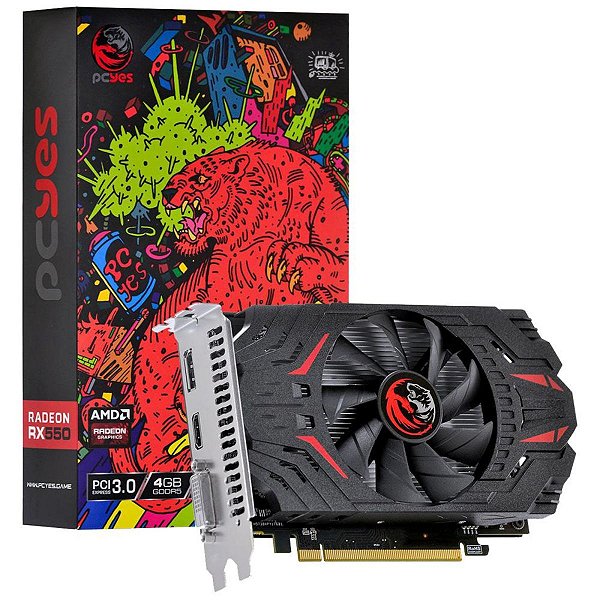 PLACA DE VIDEO AMD RADEON RX 550 4GB DDR5 128 BITS GRAFFITI SERIES R.PJRX550R5SF - PCYES