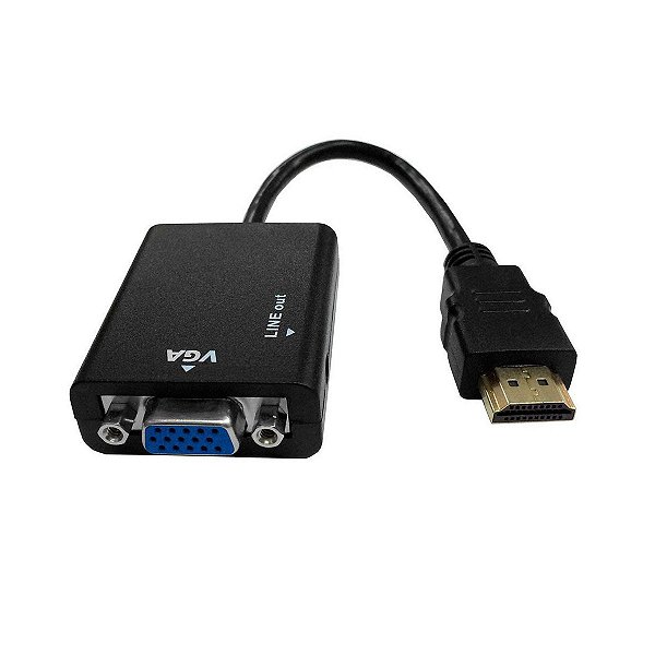 CABO ADAPTADOR CONVERSOR HDMI MACHO PARA VGA FEMEA C/ AUDIO