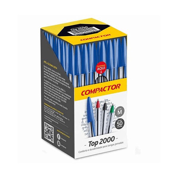 CANETA ESFEROGRAFICA TOP 2000 PRETO C/50UND - COMPACTOR