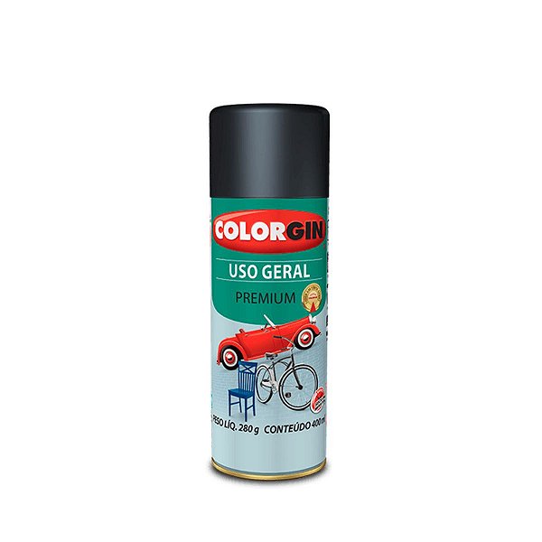 TINTA SPRAY AUTOMOTIVA PRETO FOSCO 400ML PREMIUM R.54001 - COLORGIN