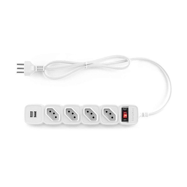 FILTRO DE LINHA ELETRONICO C/ 4 TOMADAS 2 USB EPE 204 B - IN