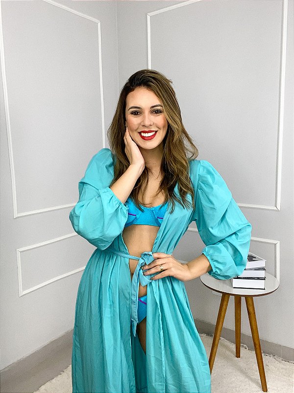 Saída Seda Turquesa