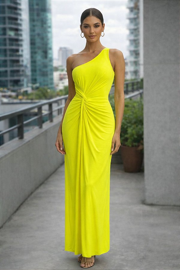 Vestido Fluity Grego - Amarelo Lima