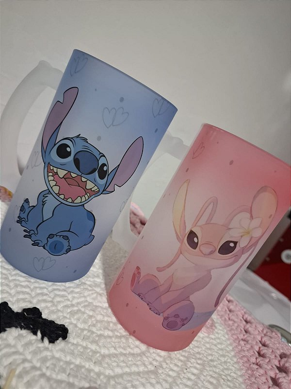 Caneca de Chopp Vidro - Stich e Angel