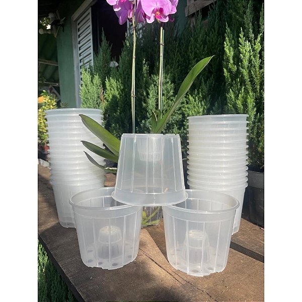 Kit 10 Vasos Transparente Orquídea Pote 15 REFORÇADO – Cultivo Profissional