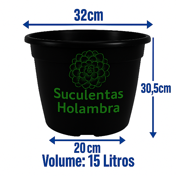 Kit 9 Vasos Redondos Grande Preto 15 Litros