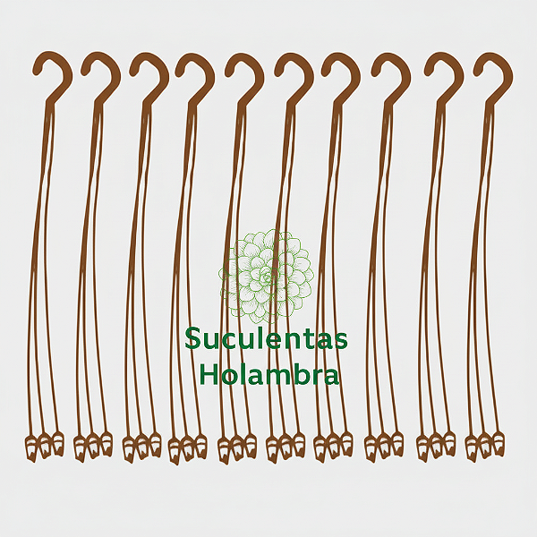 Kit 25 Hastes Alça 43 cm Cor Terracota Marrom Pendurador de Plantas e Vasos