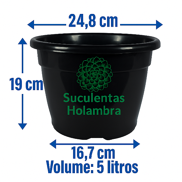 Kit 100 Vasos Pote 25 - REFORÇADO Cor Preta 5 Litros
