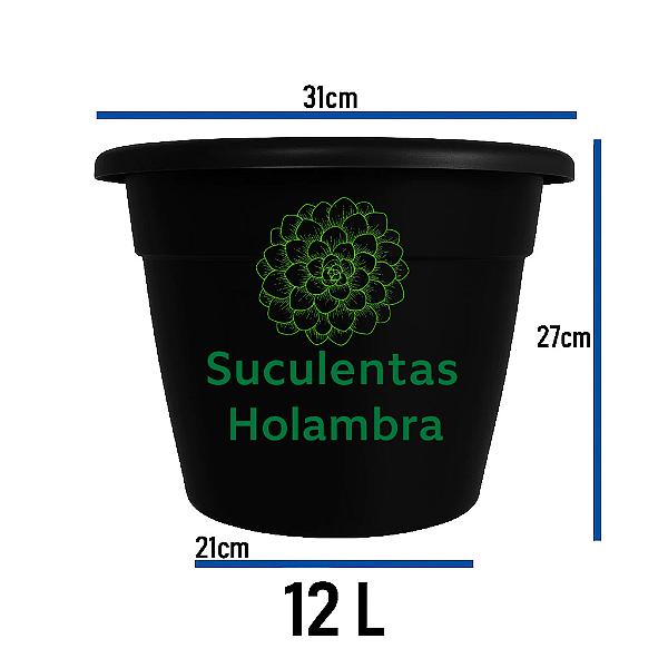 Kit 2 Vasos Pote 30 - REFORÇADO Cor Preta 12 Litros