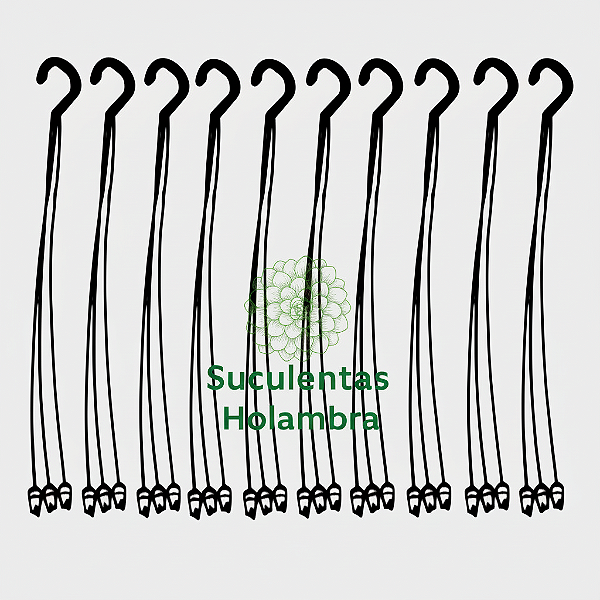 Kit 15 Hastes Alça 43 cm Cor Preta Pendurador de Plantas e Vasos