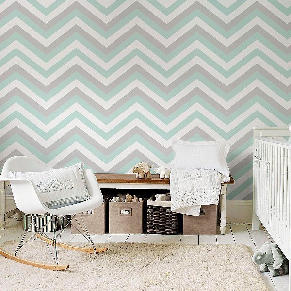 Papel de Parede Adesivo Chevron Soft Mint