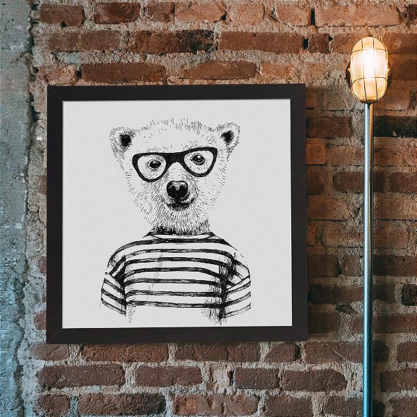 Quadro Decorativo Urso de Óculos