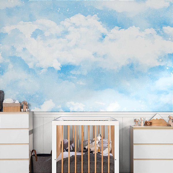 Painel Adesivo Infantil Watercolor Clouds