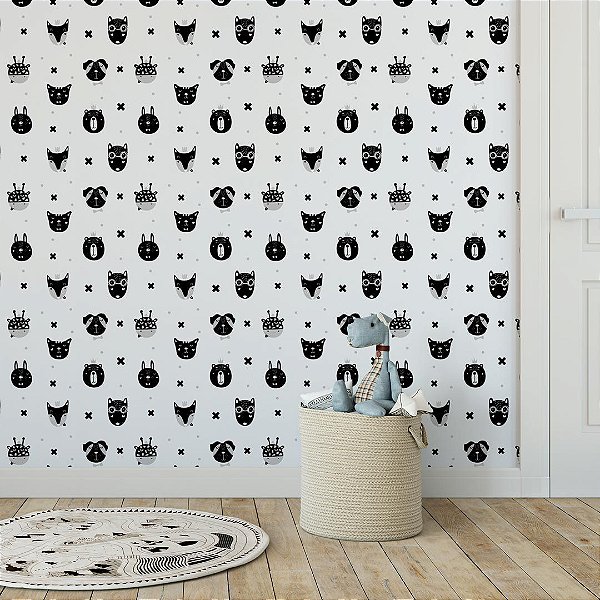 Papel de Parede Adesivo Infantil Cute Animals Scandinavian