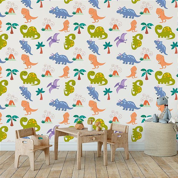 Papel de Parede Adesivo Infantil Dinos