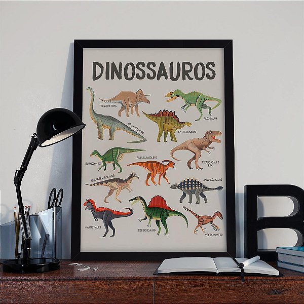 Quadro infantil desenho dinossauro azul DINO