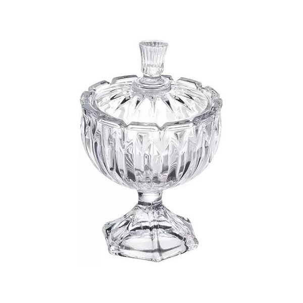 Potiche Decorativo Cristal  com tampa Leaf 9x14cm Rojemac